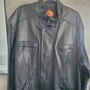 Men's Beged-On Genuine Black Leather 3/4 Length Jacket Made in Israel  sz 50